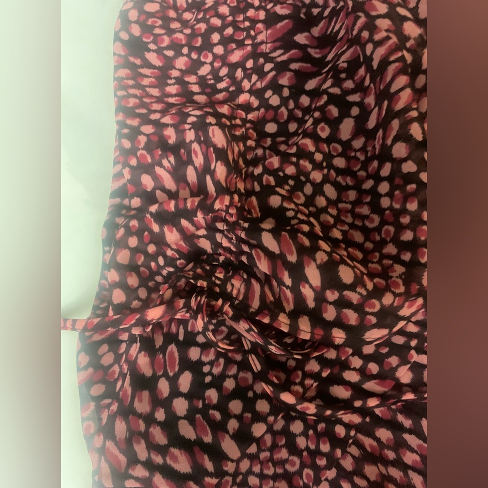 Bar III Pink Black Animal Print Ruffle Mini Dress Size 10 - Picture 9 of 13